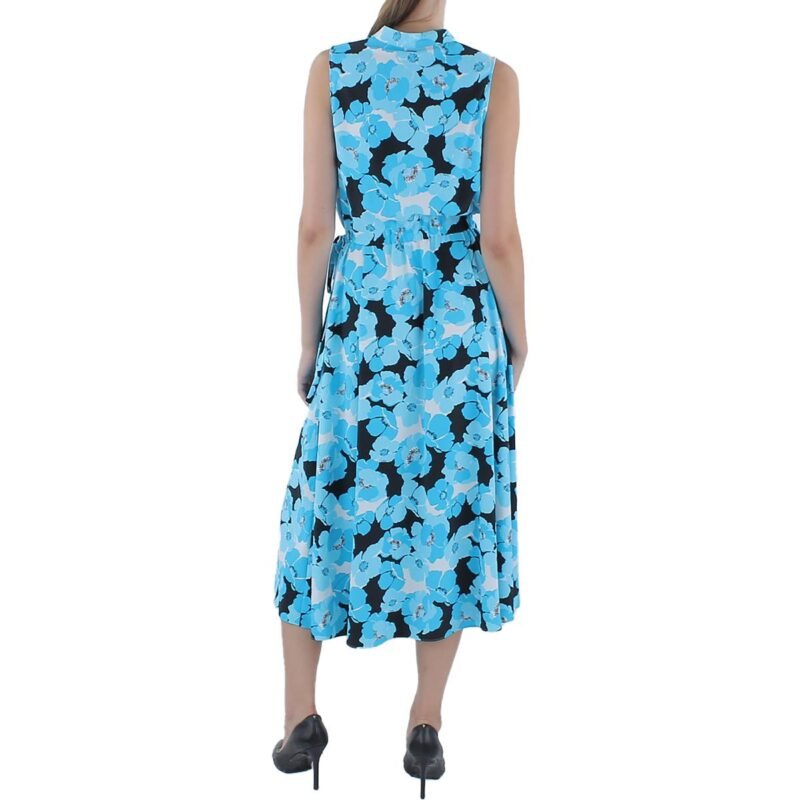 Anne Klein Womens Long Drawstring Waist Midi Dress